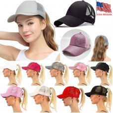 Summer Mujer Glitter High Bun Ponytail Mesh Baseball Cap Messy Adjustable Hat  eb-14985138